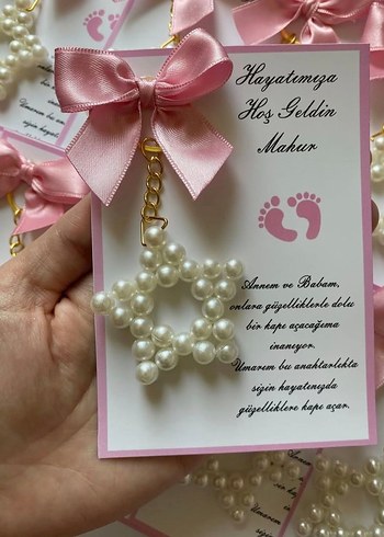 İnci Boncuklu Pembe Düğün Charmı