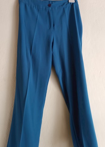 Mavi Saten Kumaş tunik takım - Görsel 2