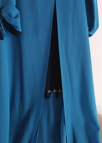 Mavi Saten Kumaş tunik takım - Görsel 5