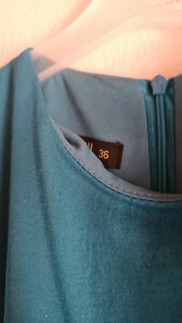 Mavi Uzun Kollu Bohem Vintage Kadın Elbise - Görsel 4