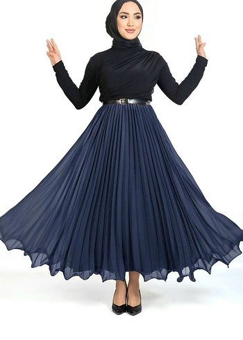 Siyah Piliseli Uzun Etek - Görsel 2