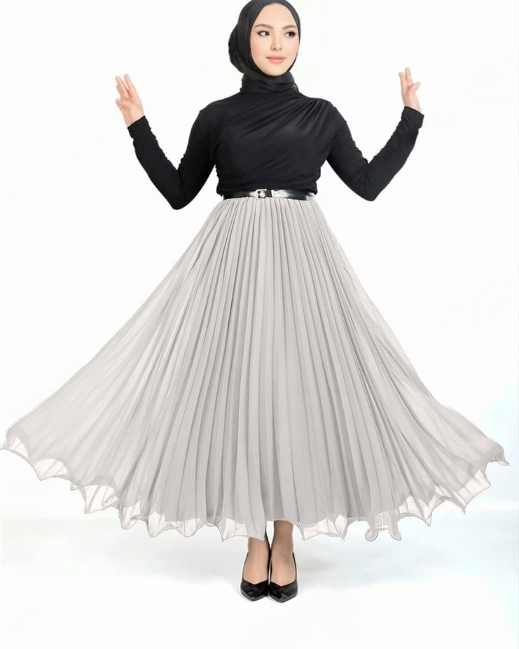 Siyah Piliseli Uzun Etek - Görsel 4