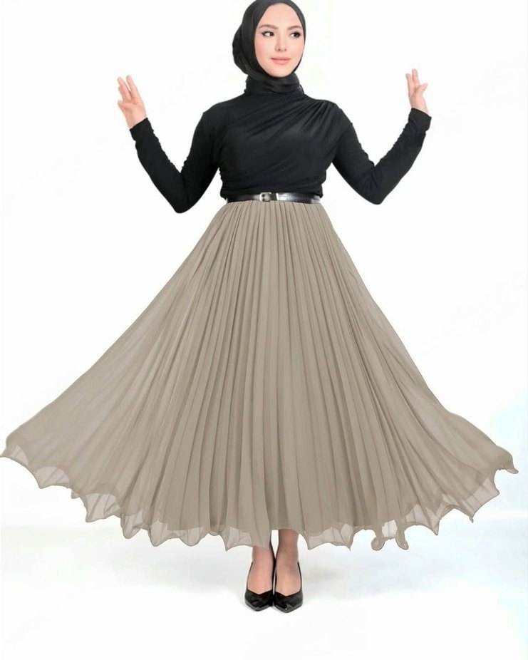 Siyah Piliseli Uzun Etek - Görsel 5