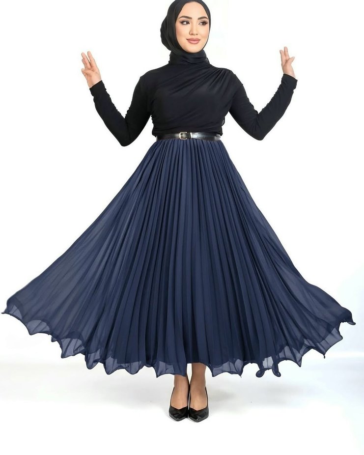 Siyah Piliseli Uzun Etek - Görsel 2