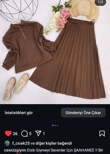 Kahverengi Pilili Uzun Etek
