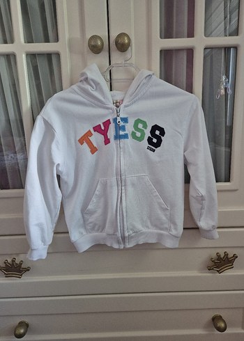 Kız Çocuk Beyaz Fermuarlı Kapüşonlu Sweatshirt