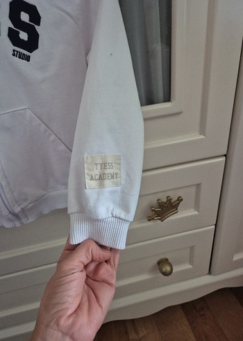 Tyess Kız Çocuk Beyaz Fermuarlı Kapüşonlu Sweatshirt