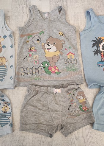 Gri Baskılı Çocuk Atlet ve Şort Takımı - Görsel 4