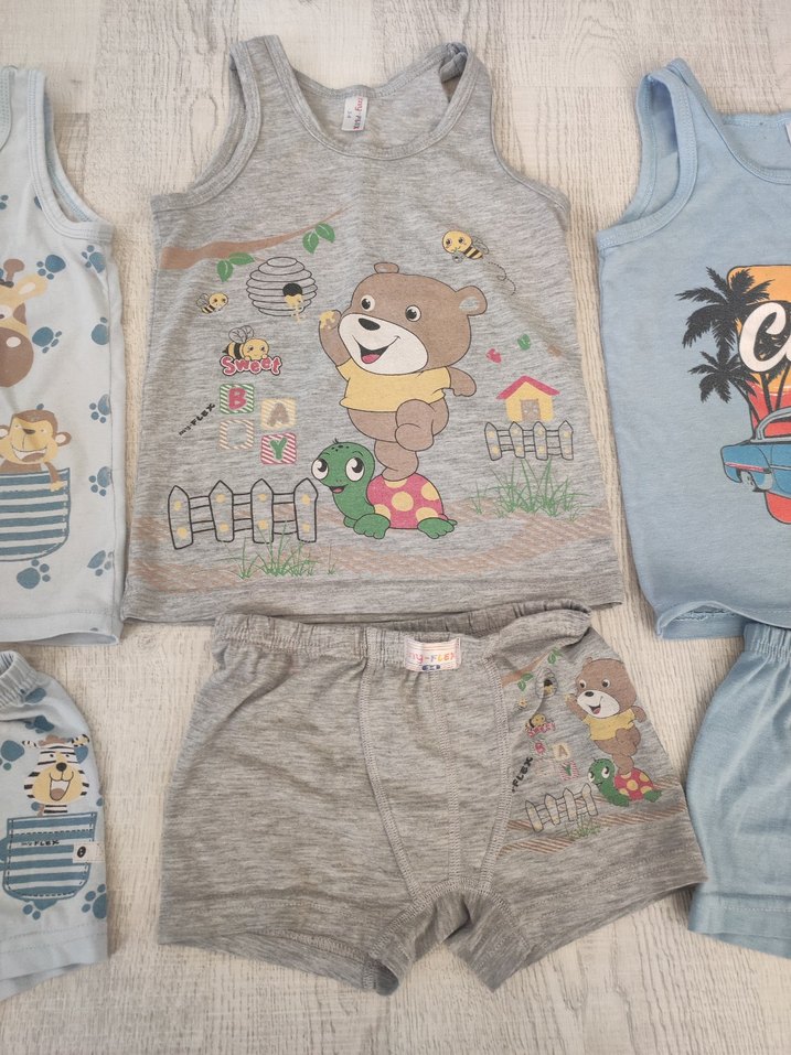 Gri Baskılı Çocuk Atlet ve Şort Takımı - Görsel 4