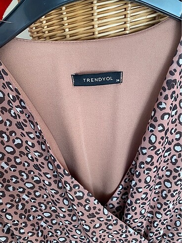 xs Beden Leopar şifon kemerli elbise