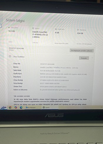 Asus i7 bilgisayar - Görsel 2