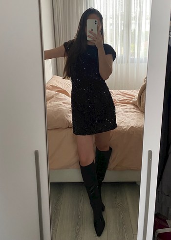 mango pul payet kısa elbise - Görsel 3