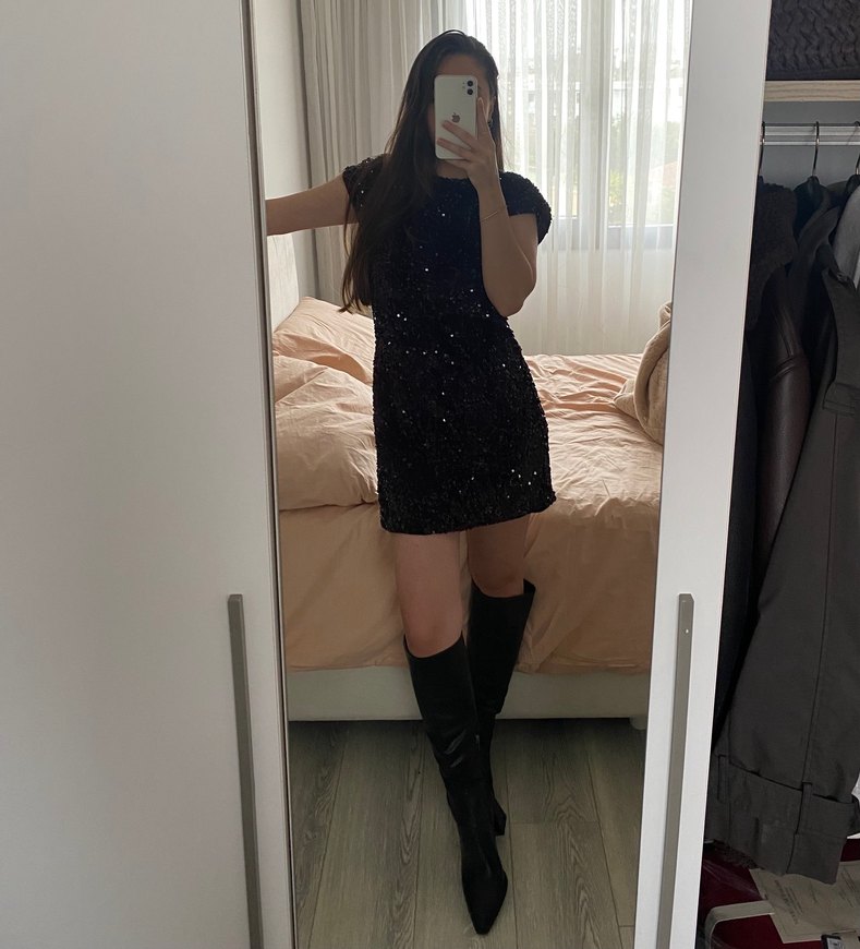 mango pul payet kısa elbise - Görsel 3