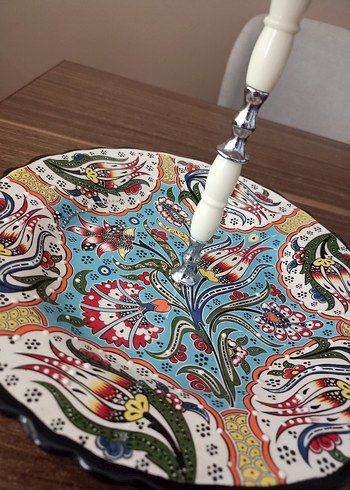 Çiçek Desenli İki Katlı Servis Tabağı - Görsel 5