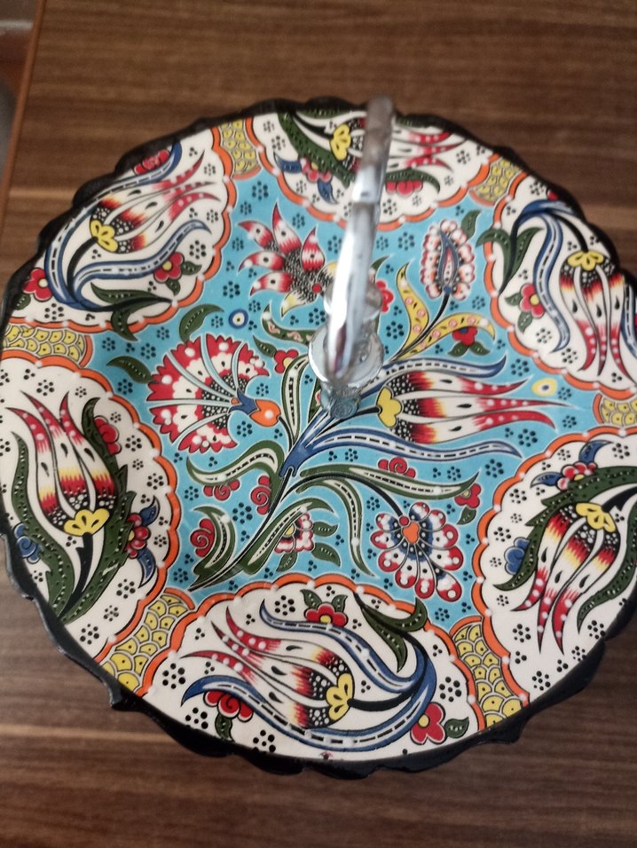 Çiçek Desenli İki Katlı Servis Tabağı - Görsel 4