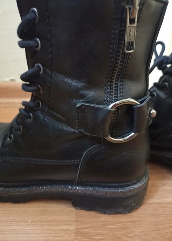 Siyah Deri Bağcıklı  Bot - Görsel 4