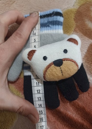 Gri Örme Çocuk Bere ve Ayıcıklı Eldiven Seti - Görsel 7