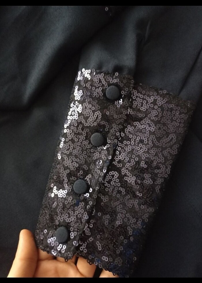 Touche marka Payetli krep elbise - Görsel 5