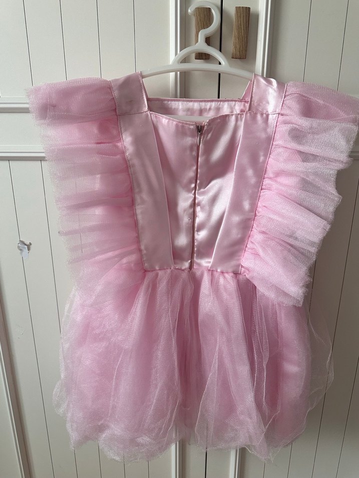 Kız Çocuk Pembe Fırfırlı Straplez Elbise - Görsel 2