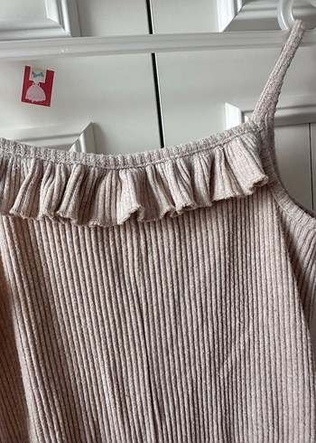 Kız Çocuk Bej Keten Askılı Tulum - Görsel 2