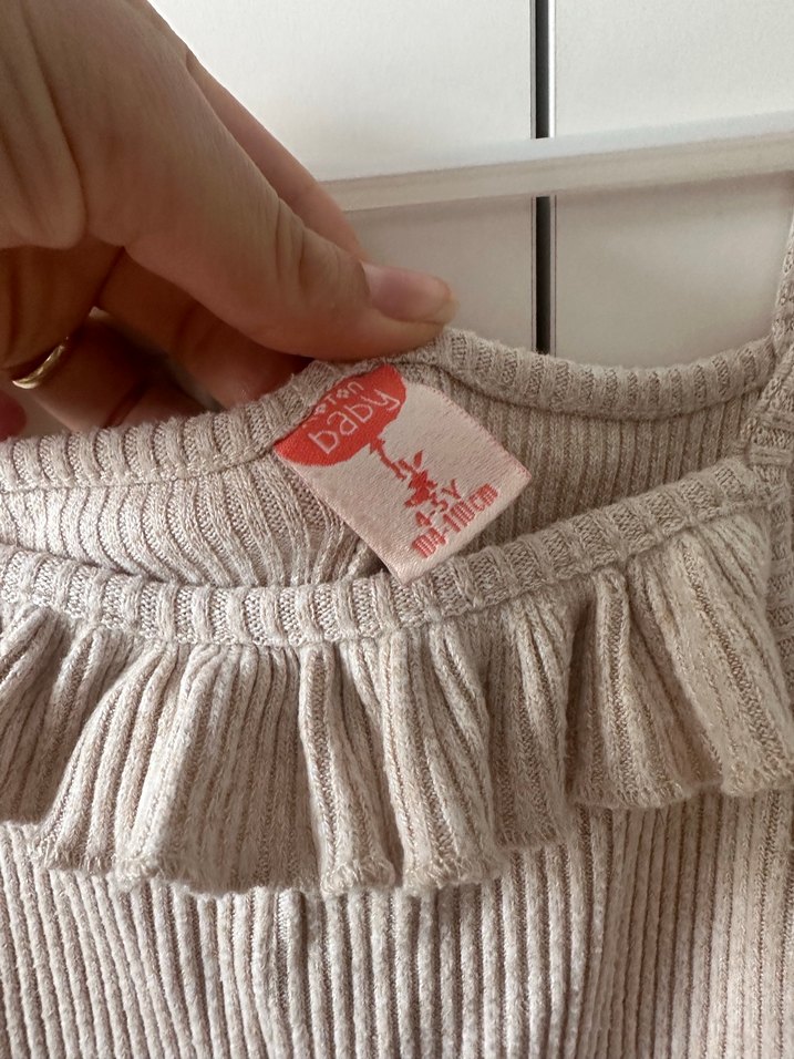 Kız Çocuk Bej Keten Askılı Tulum - Görsel 3