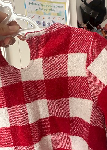 Uzun Kollu Kırmızı Ekose Kız Elbisesi - Görsel 3