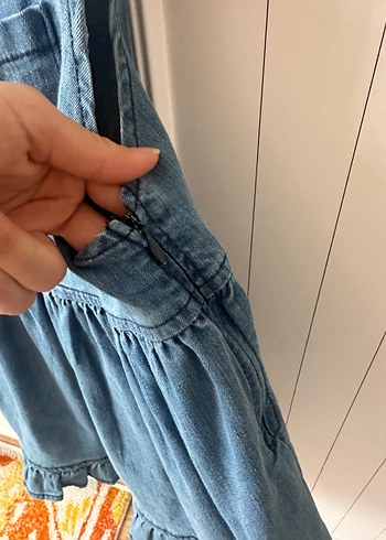 Kız Çocuk Fırfırlı Kot Elbise - Görsel 2