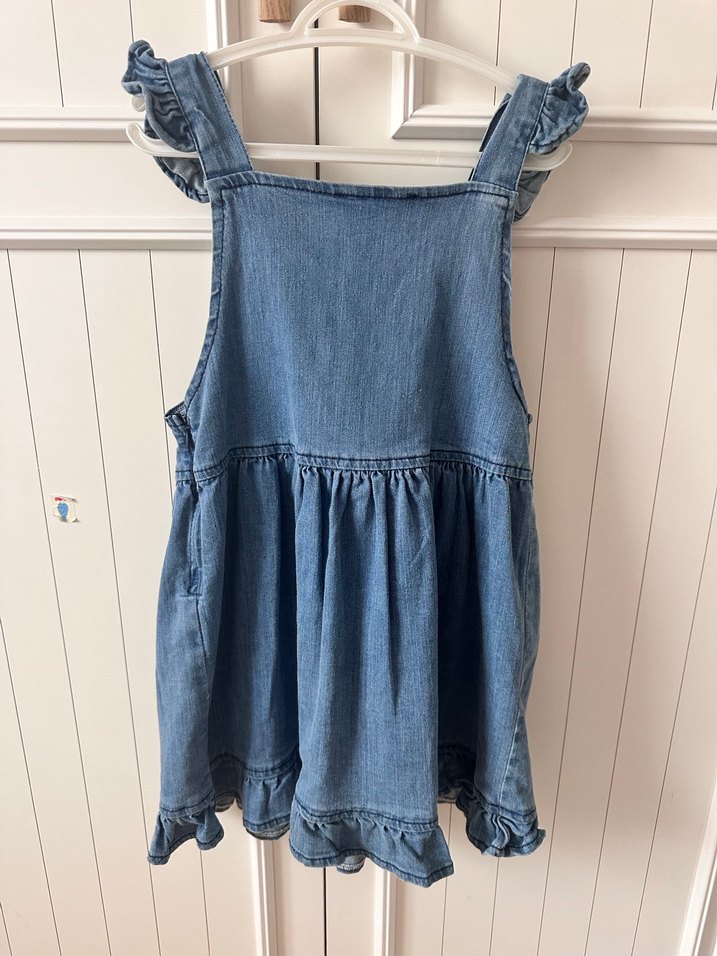 Kız Çocuk Fırfırlı Kot Elbise - Görsel 3