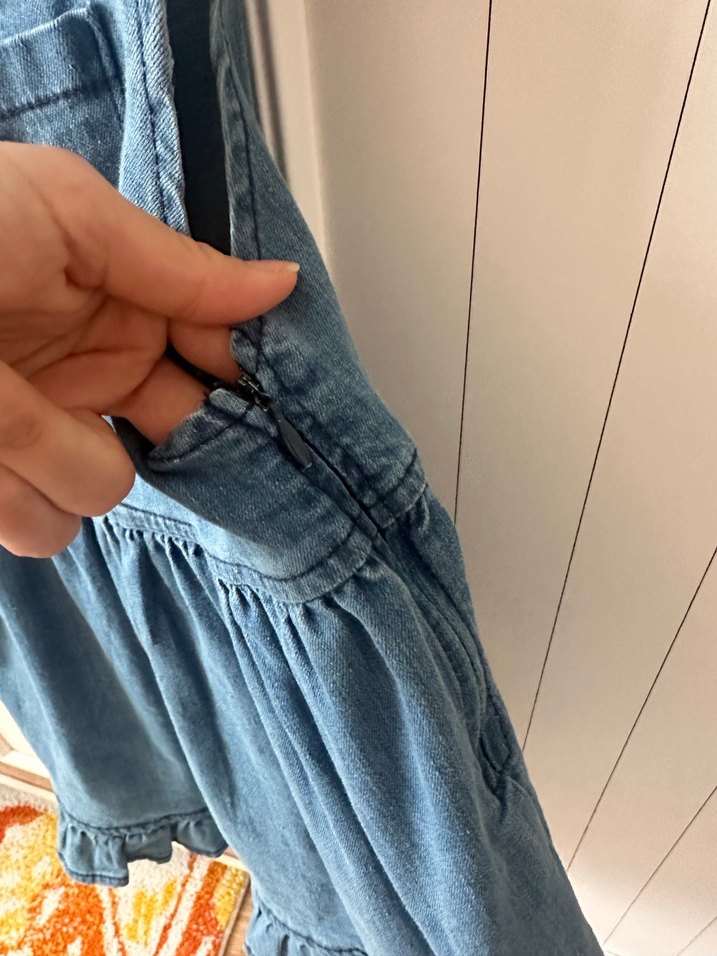 Kız Çocuk Fırfırlı Kot Elbise - Görsel 2