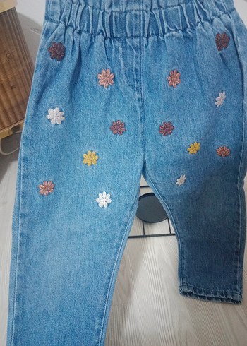 diğer Beden mavi Renk Nakışlı kız çocuk Mavi Denim Ceket ve pantolon