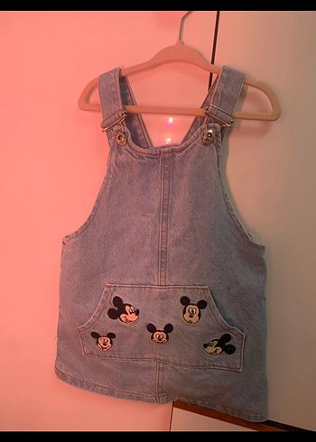 Zara Kız Çocuk Mavi Denim Askılı Elbise
