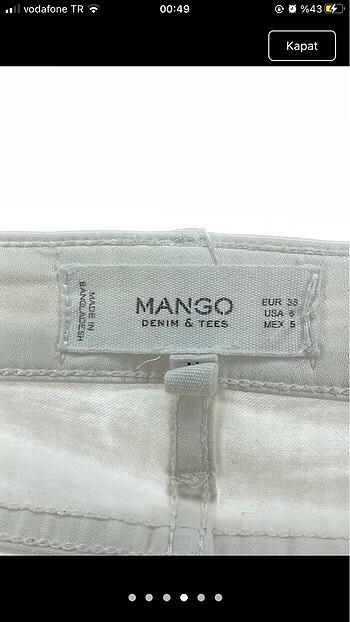 36 Beden Mango beyaz jean