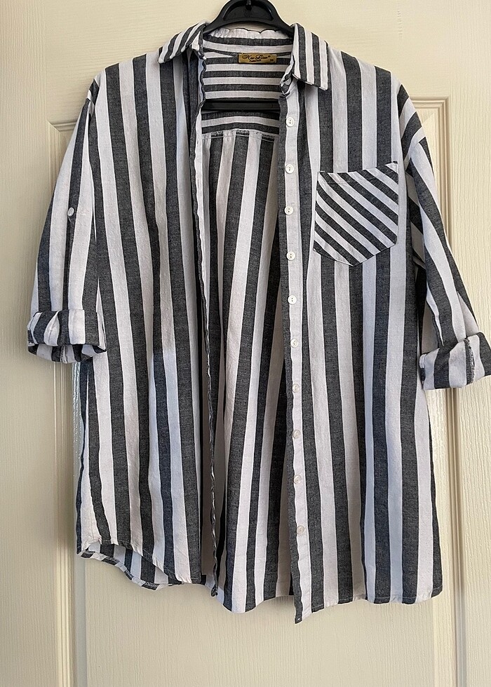 Keten uzun gömlek - Görsel 3