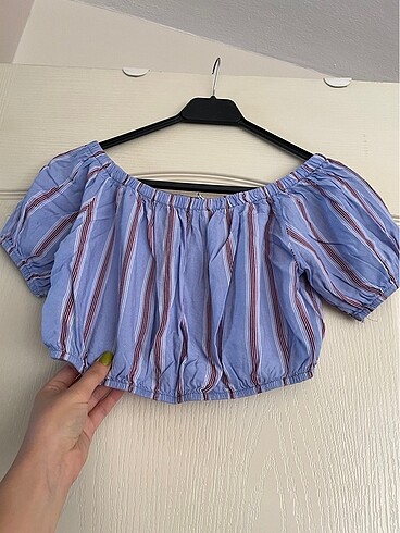 34 Beden Omuzdan düşük kısa crop top / bluz