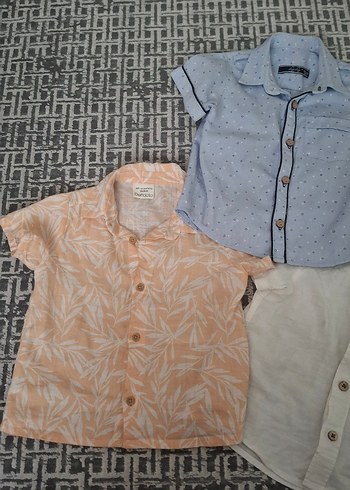 Erkek Çocuk Beyaz Kısa Kollu Pamuklu Gömlek - Görsel 3