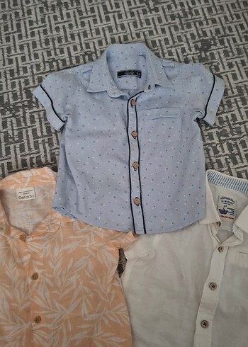 Erkek Çocuk Beyaz Kısa Kollu Pamuklu Gömlek - Görsel 2