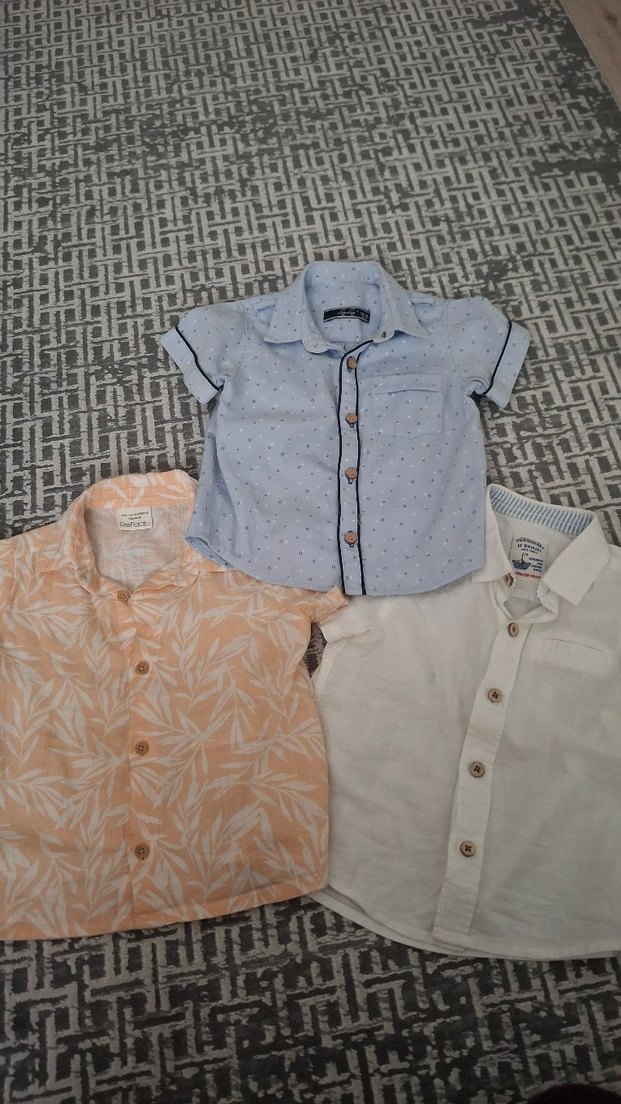 Erkek Çocuk Beyaz Kısa Kollu Pamuklu Gömlek - Görsel 4