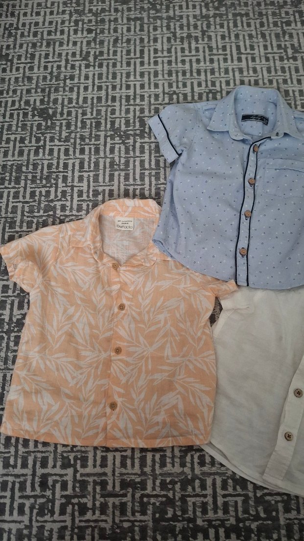 Erkek Çocuk Beyaz Kısa Kollu Pamuklu Gömlek - Görsel 3