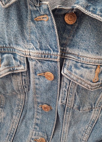 Düğmeli Kadın Mavi Denim Ceket orijinal - Görsel 3