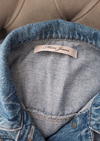 Düğmeli Kadın Mavi Denim Ceket orijinal - Görsel 5