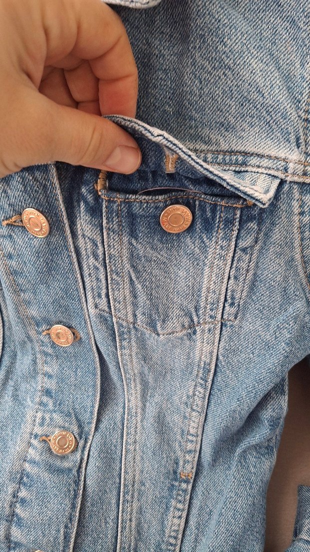 Düğmeli Kadın Mavi Denim Ceket orijinal - Görsel 4