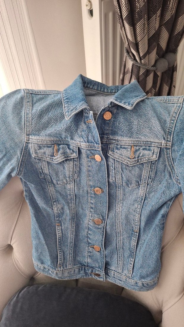 Düğmeli Kadın Mavi Denim Ceket orijinal - Görsel 2