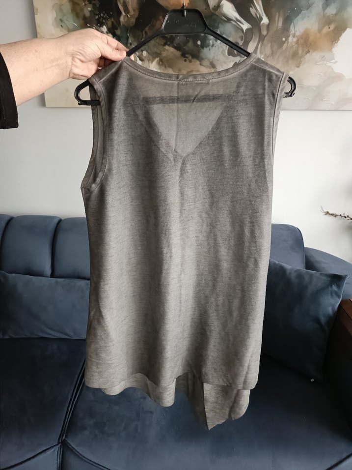 Gri V Yaka Kolsuz Kadın bluz - Görsel 4