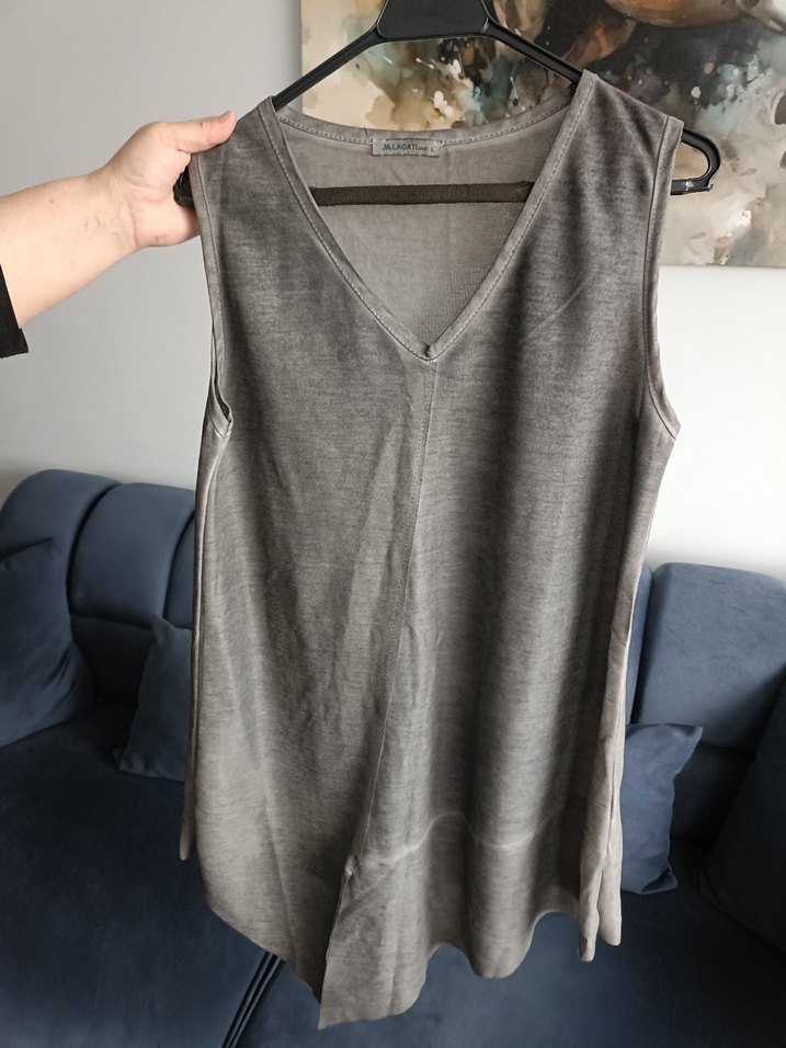 Gri V Yaka Kolsuz Kadın bluz - Görsel 2