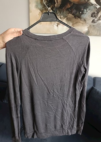 Gri Uzun Kollu Kadın Triko Kazak - Görsel 2