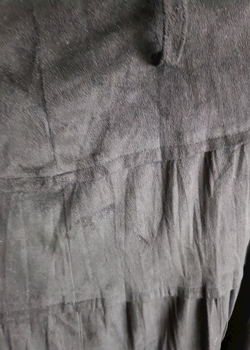 Gri Keten Kadın Uzun Etek Fırfırlı - Görsel 2