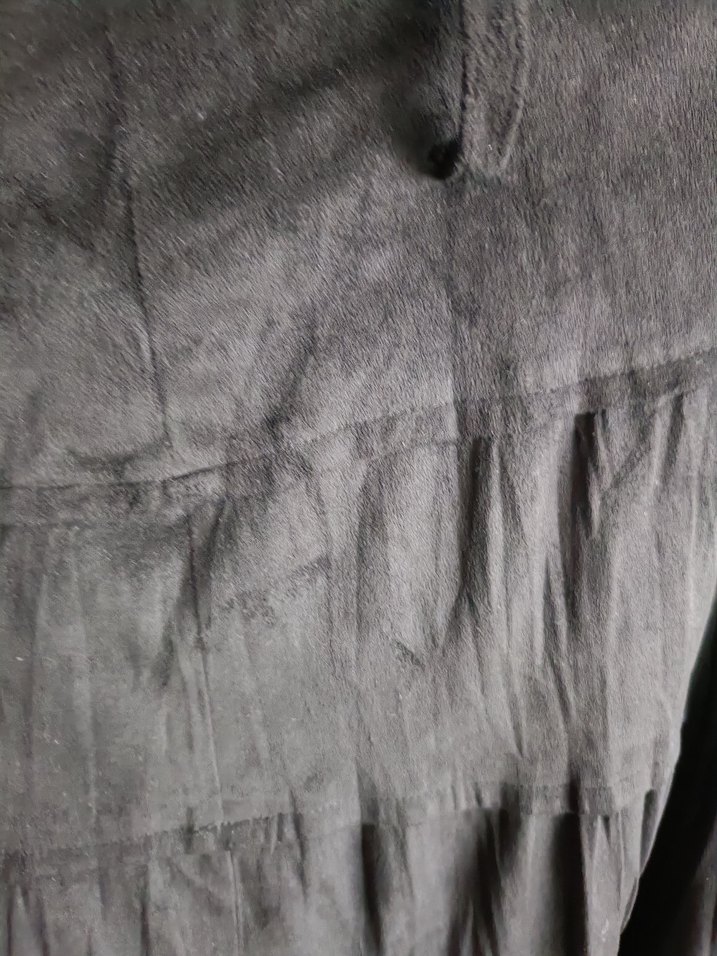 Gri Keten Kadın Uzun Etek Fırfırlı - Görsel 2