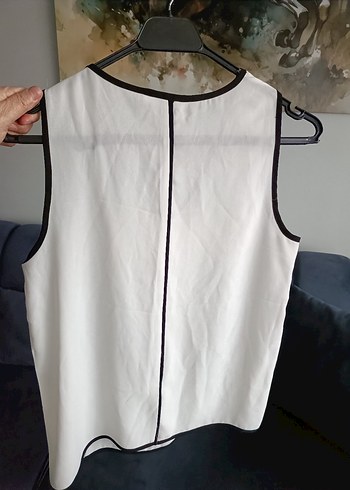 V Yaka Kolsuz Beyaz Bluz - Görsel 2