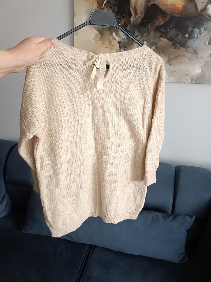 Bej Kadın Triko Salaş Bohem Kazak - Görsel 2