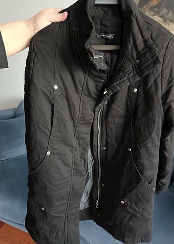 Düğmeli Siyah  Ceket Mont - Görsel 4